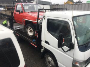 Professional towing team in action