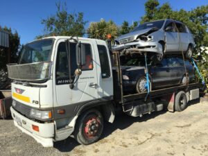 Fleet of tow trucks ready for dispatch